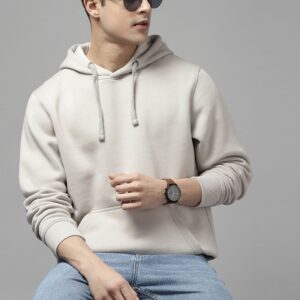 Roadster Men Solid Hooded Sweatshirt