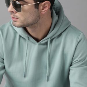 Roadster Men Green Solid Hooded Sweatshirt