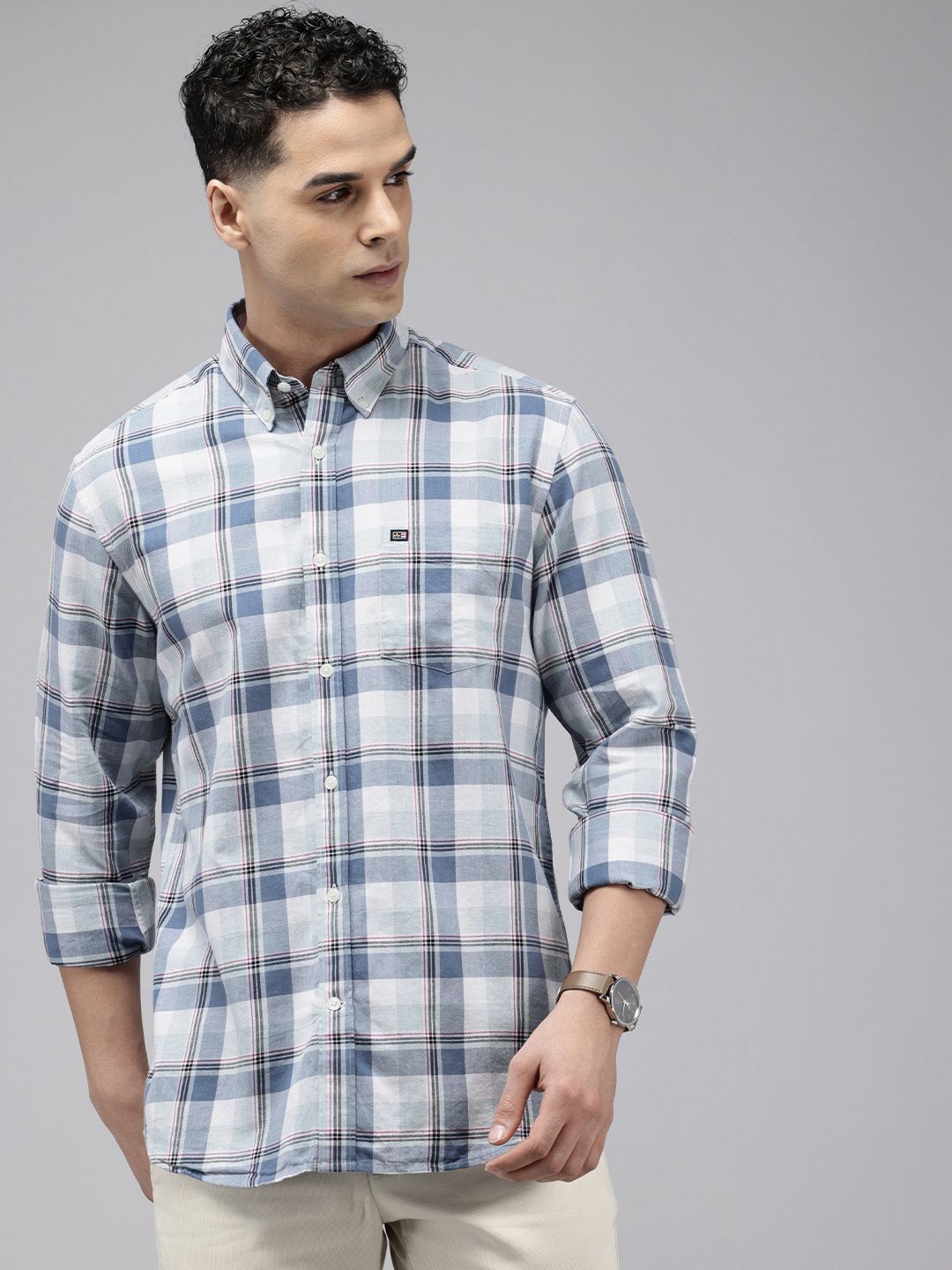 Pure Cotton Manhattan Slim Fit Checked Casual Shirt - Image 2