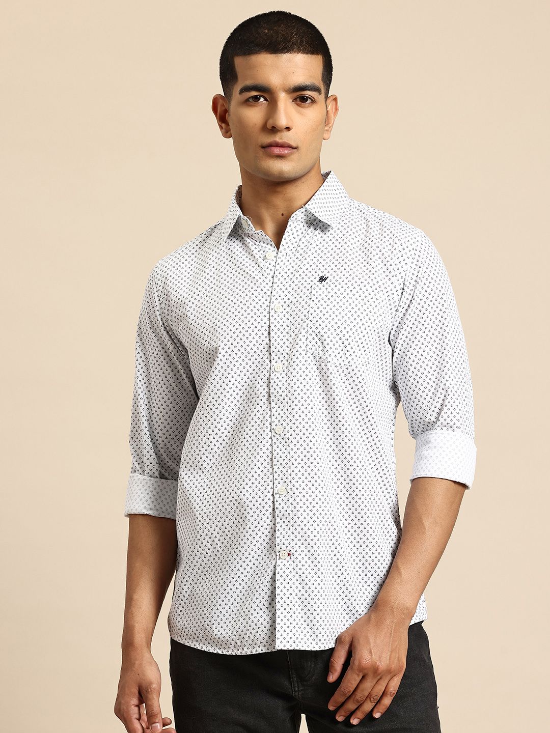 Being Human Printed Cotton Slim Fit Casual Shirt