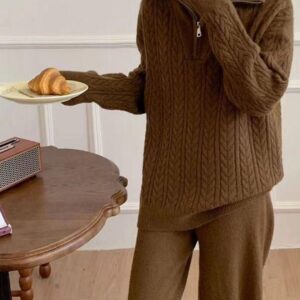 Mustard Paxton Winter Woollen Co-Ords Set - Tracksuit