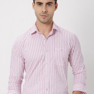 Mufti Slim Fit Striped Pure Cotton Casual Shirt