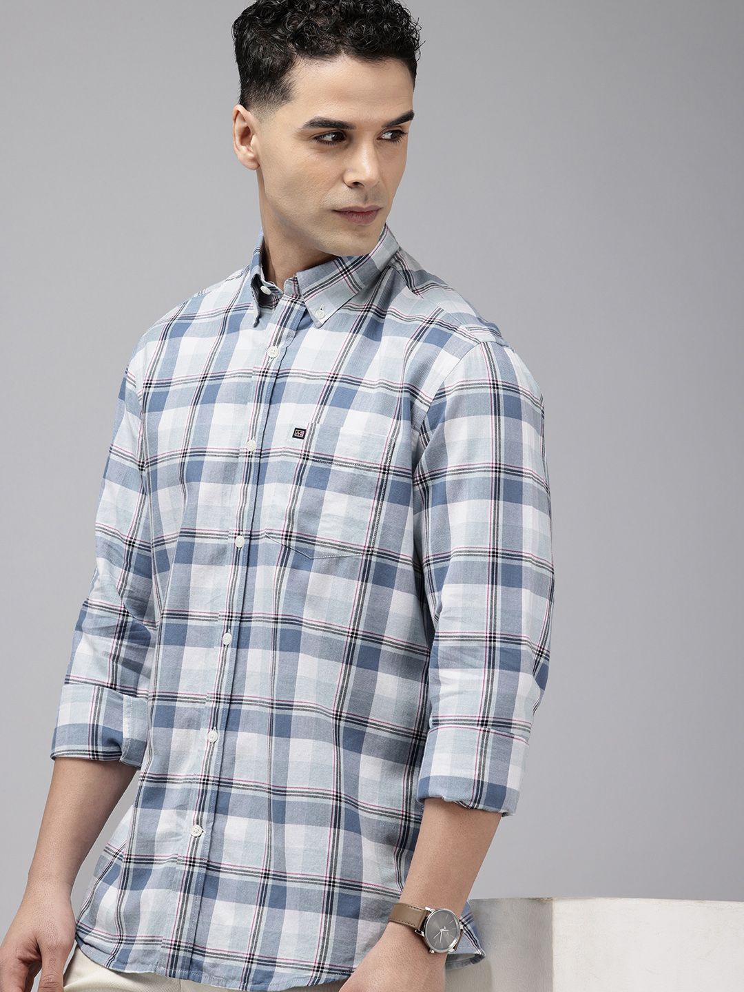 Pure Cotton Manhattan Slim Fit Checked Casual Shirt