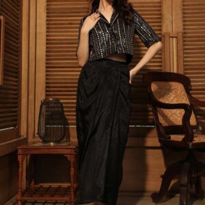 Embellished Acrylic Top With Skirt Co-Ords