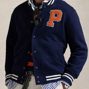 Men Stand Collar Typography Printed Cotton Casual Bomber Jacket