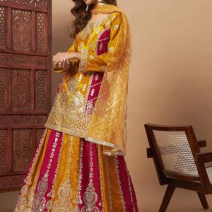 Embroidered Lehenga With Kurta & Dupatta