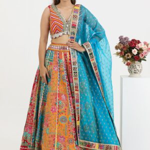 Floral Printed Gotta Patti Ready to Wear Lehenga & Blouse With Dupatta